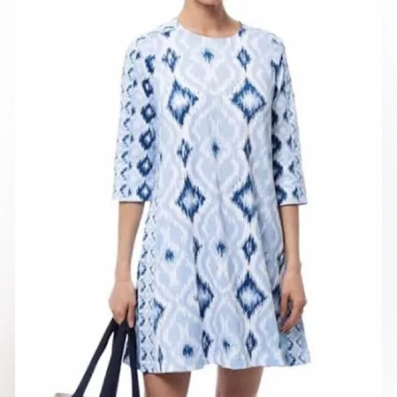 Gretchen Scott Swing Dress Kitt Ikat in Blues - NEW - Size Small - Picture 2 of 9